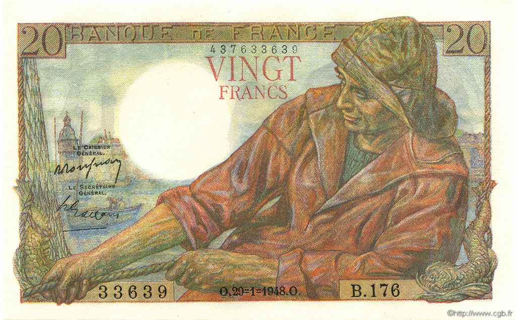 20 Francs PÊCHEUR FRANCIA  1948 F.13.12 q.FDC