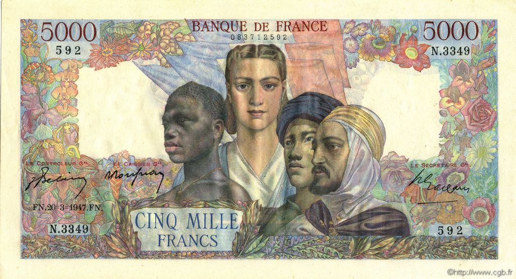 5000 Francs EMPIRE FRANÇAIS FRANCIA  1947 F.47.59 SC