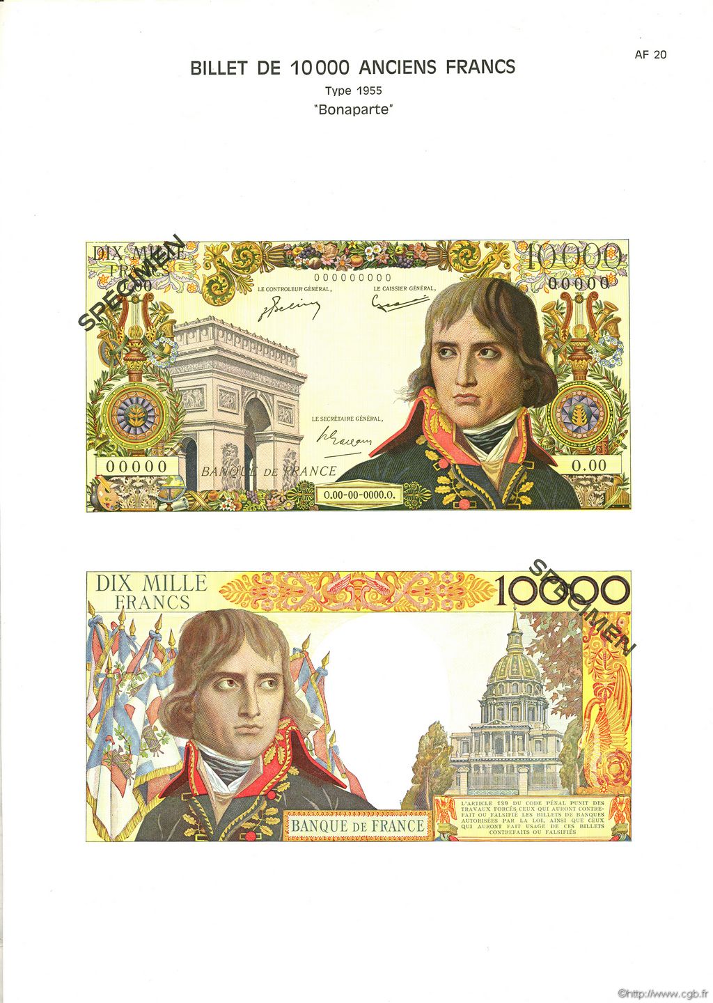10000 Francs BONAPARTE FRANKREICH  1975 F.51pl ST