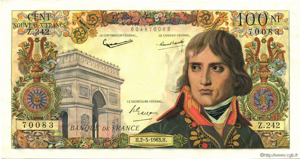 100 Nouveaux Francs BONAPARTE FRANCIA  1963 F.59.21 EBC a SC