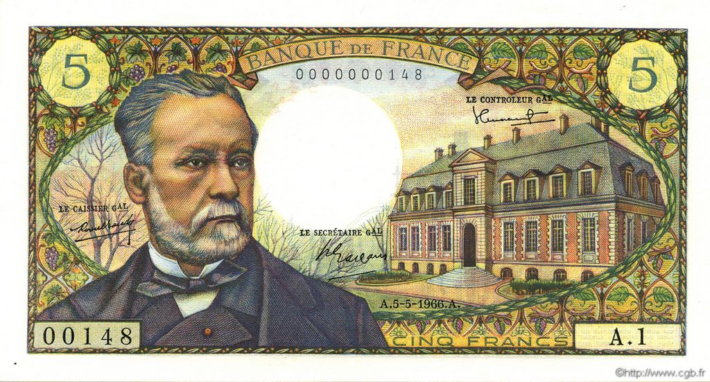 5 Francs PASTEUR FRANCE  1966 F.61.01A1 NEUF