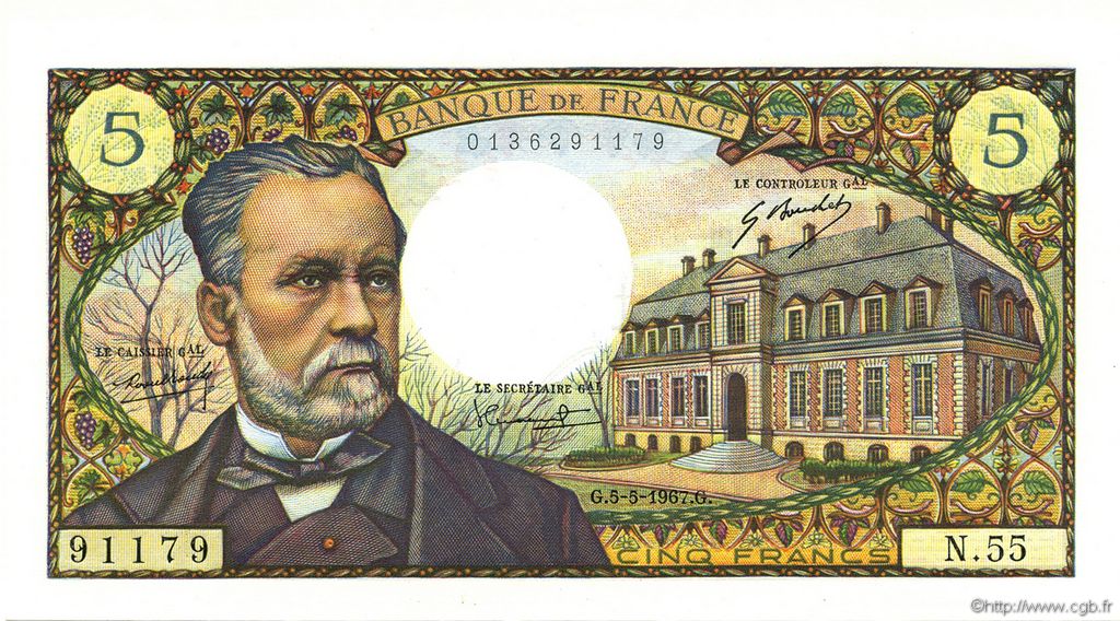5 Francs PASTEUR FRANCE  1967 F.61.05 NEUF