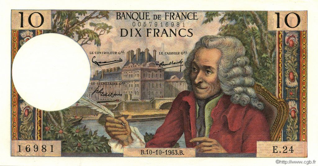 10 Francs VOLTAIRE FRANCIA  1963 F.62.04 SC+