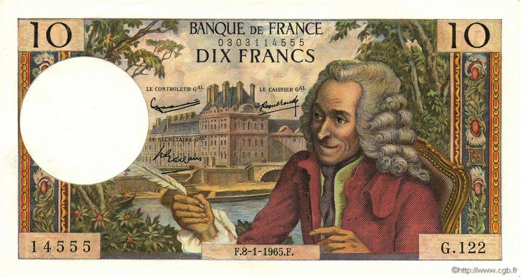 10 Francs VOLTAIRE FRANCE  1965 F.62.12 UNC-