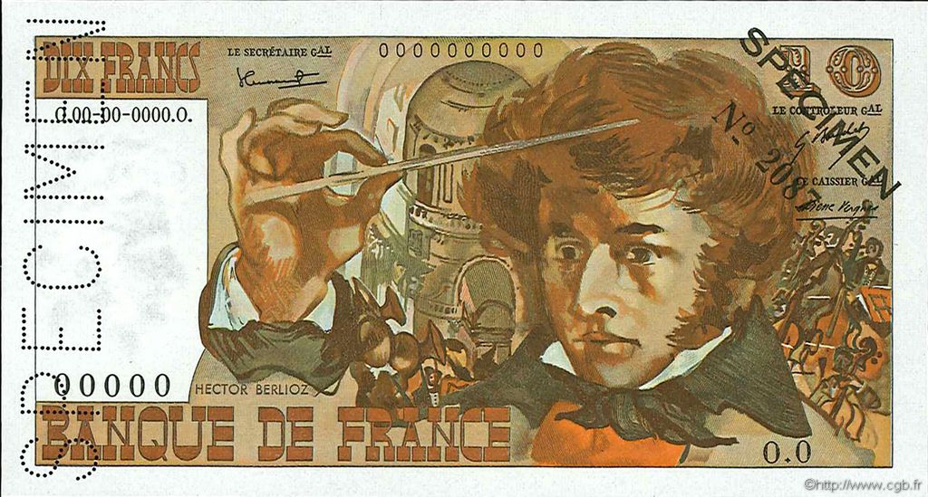 10 Francs BERLIOZ FRANCIA  1972 F.63.01Spn1 FDC