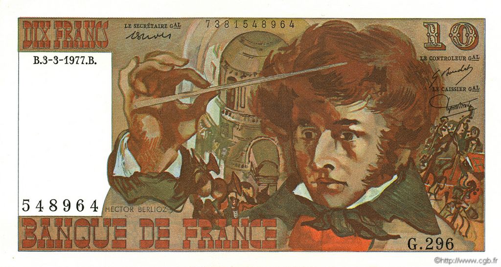 10 Francs BERLIOZ FRANCE  1977 F.63.21 UNC