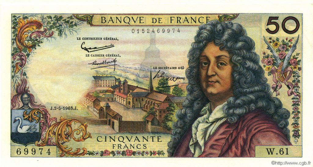 50 Francs RACINE FRANCIA  1963 F.64.05 SC+