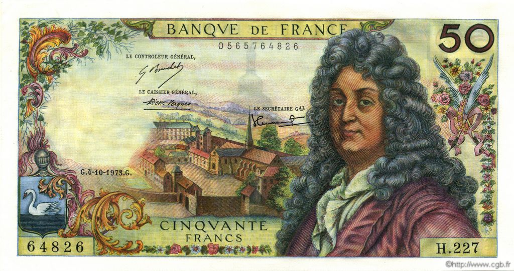 50 Francs RACINE FRANCE  1973 F.64.24 UNC-