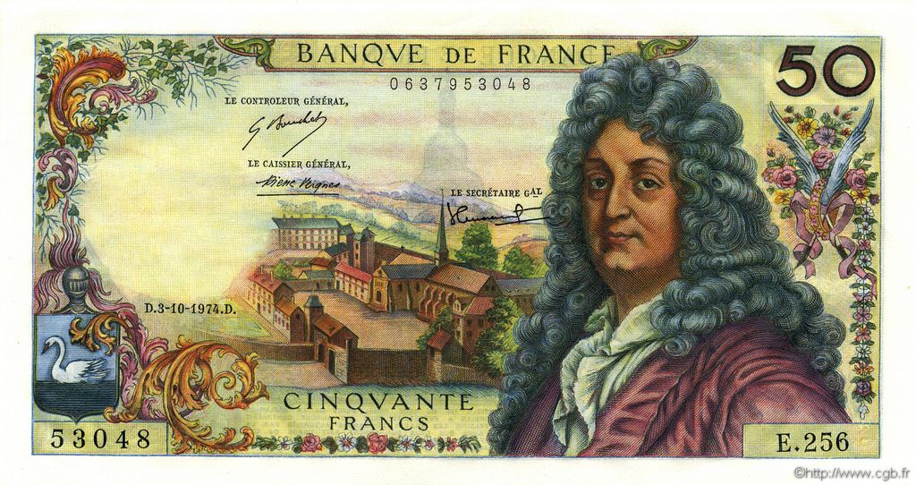 50 Francs RACINE FRANCE  1974 F.64.28 UNC-