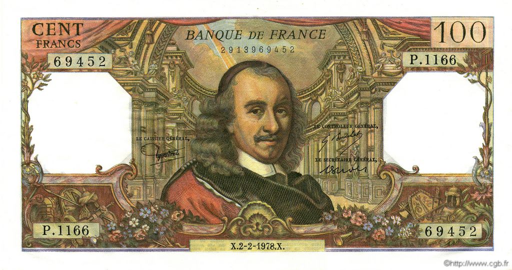100 Francs CORNEILLE FRANCIA  1978 F.65.61 SC