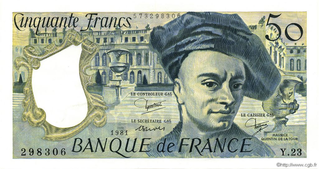 50 Francs QUENTIN DE LA TOUR FRANCIA  1981 F.67.07 FDC