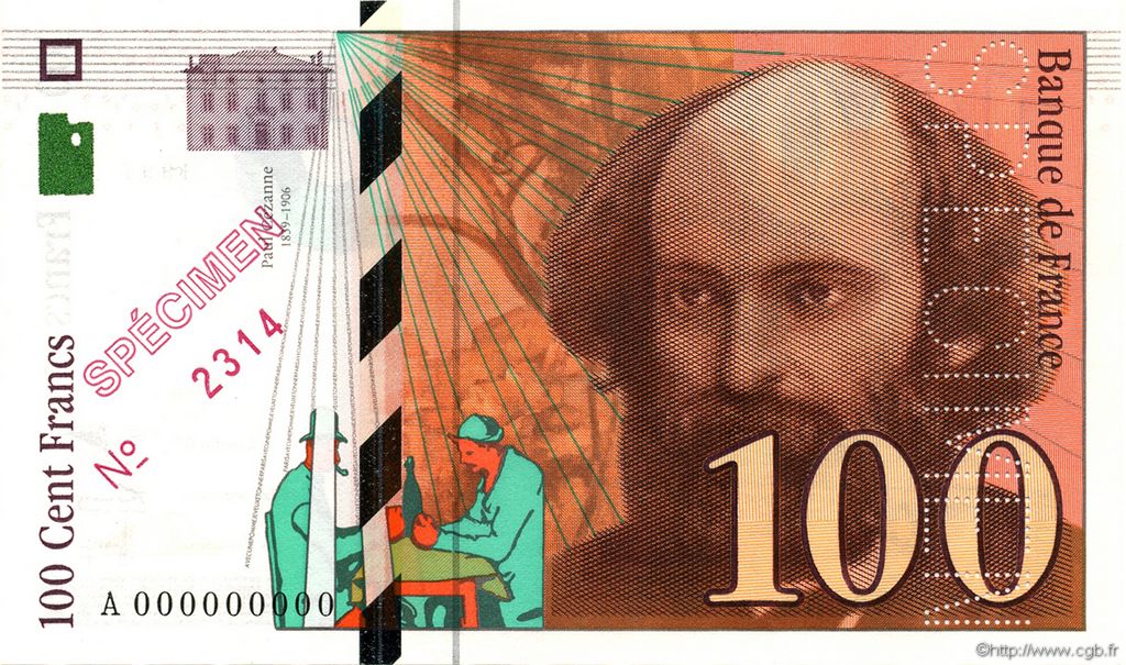 100 Francs CÉZANNE FRANCE  1997 F.74.01Spn UNC