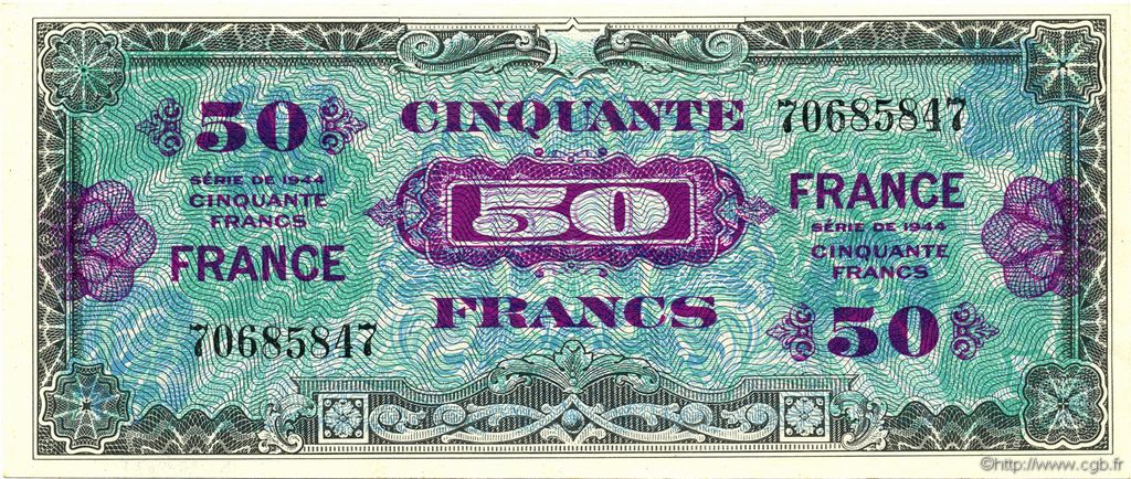 50 Francs France FRANCIA  1945 VF.24.01 SC