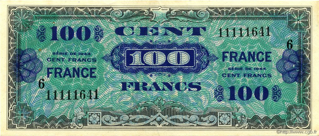 100 Francs France FRANKREICH  1945 VF.25.06 VZ