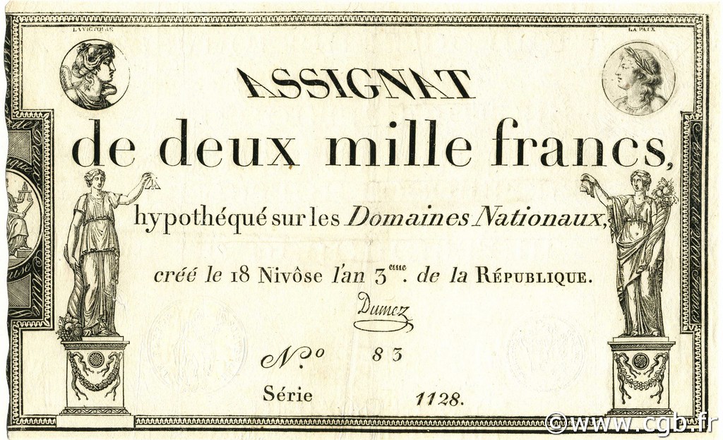 2000 Francs FRANCE  1795 Ass.51a VF+