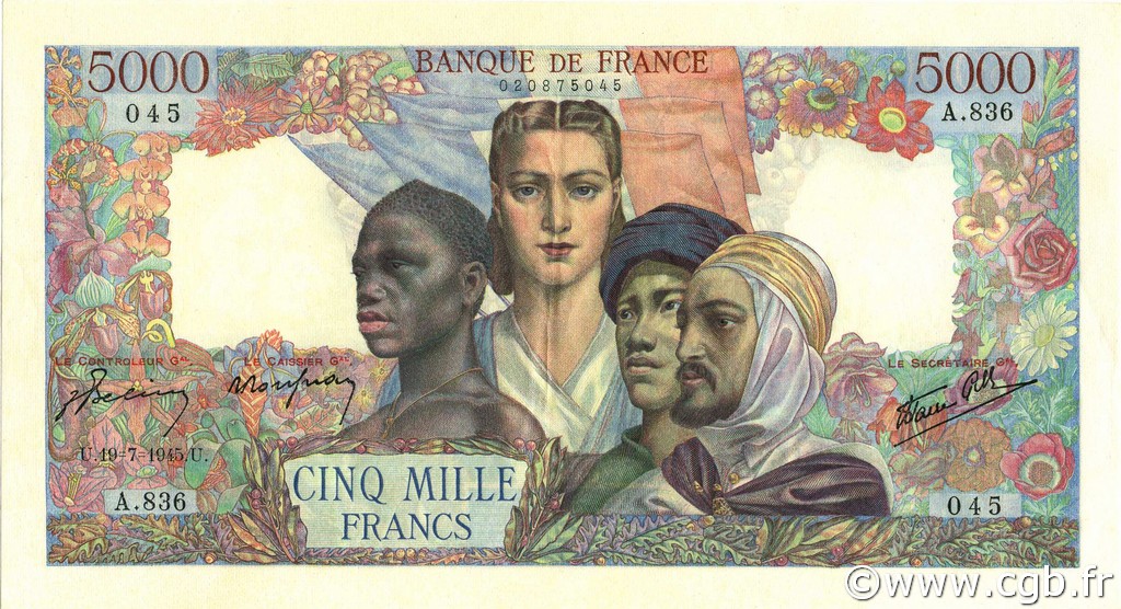 5000 Francs EMPIRE FRANÇAIS FRANCIA  1945 F.47.35 EBC+
