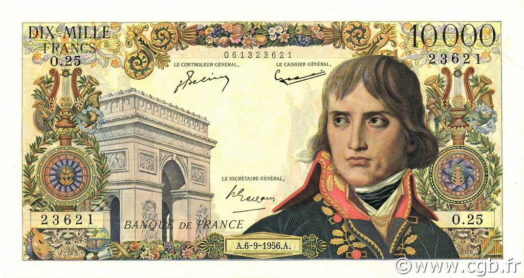 10000 Francs BONAPARTE FRANKREICH  1956 F.51.04 fST