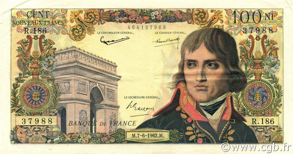 100 Nouveaux Francs BONAPARTE FRANCIA  1962 F.59.16 q.SPL