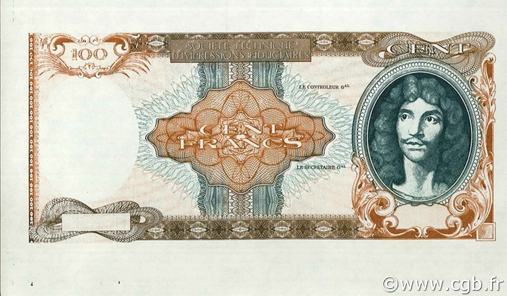 100 Francs MOLIÈRE FRANCE  1944 VF.15E.01b UNC