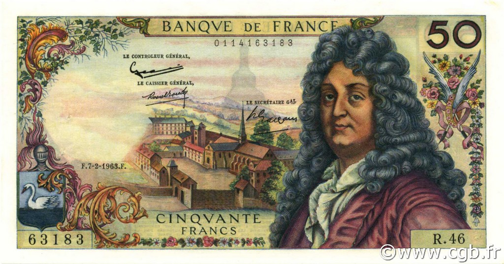 50 Francs RACINE FRANCIA  1963 F.64.04 SPL+