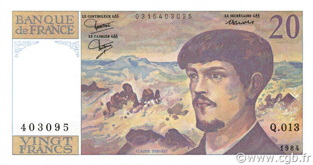 20 Francs DEBUSSY FRANKREICH  1984 F.66.05 ST
