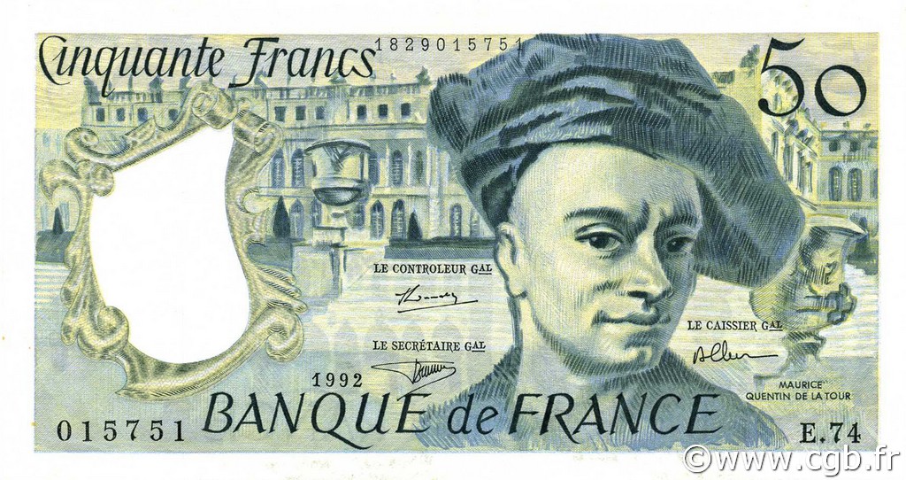 50 Francs QUENTIN DE LA TOUR FRANCE  1992 F.67.19e XF