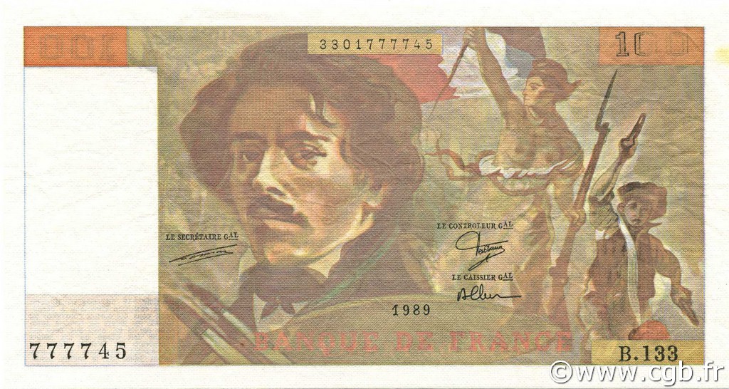 100 Francs DELACROIX modifié Fauté FRANCIA  1989 F.69.13a MBC+
