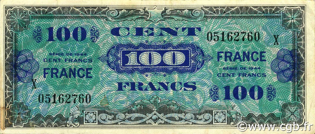 100 Francs FRANCE FRANCIA  1944 VF.25.11 q.SPL