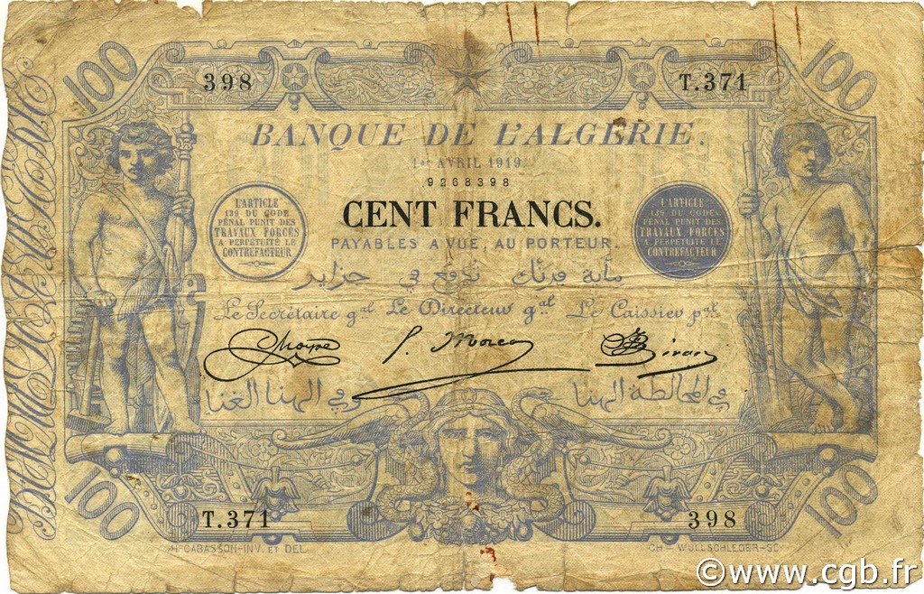 100 Francs ARGELIA  1919 P.074 RC