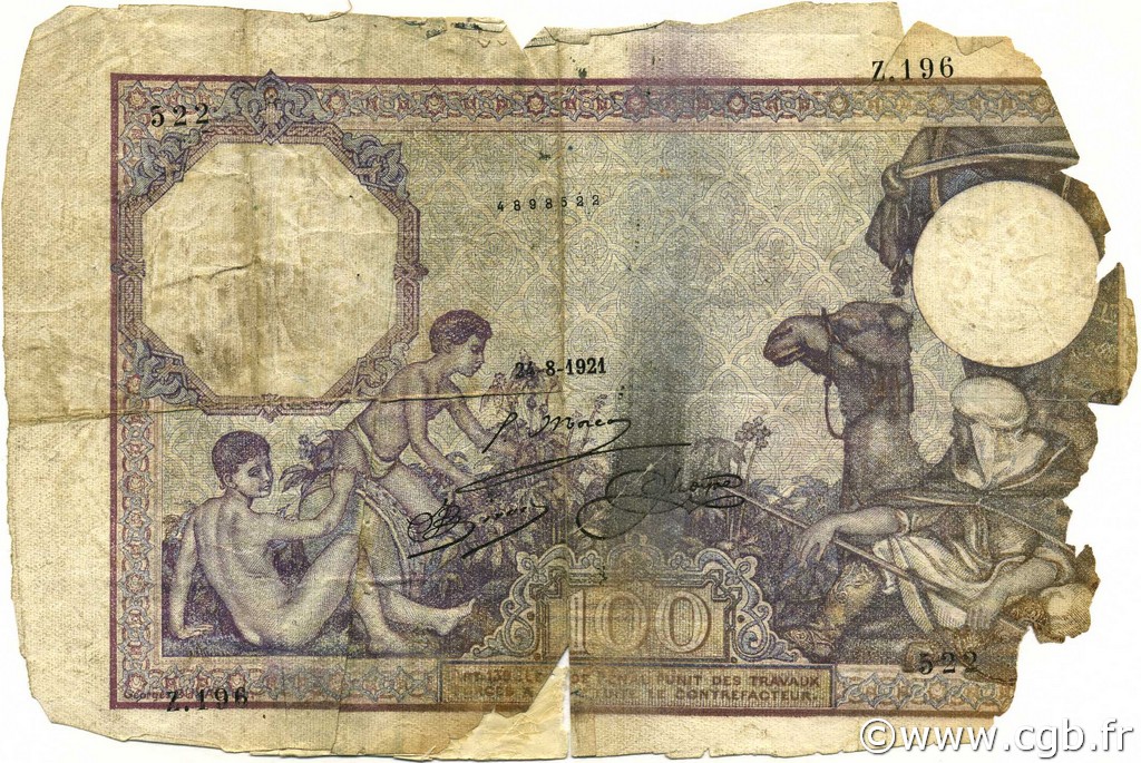 100 Francs ALGERIEN  1921 P.081a GE