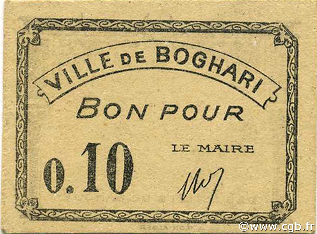 10 Centimes ALGERIEN Boghari 1916 JPCV.02 ST