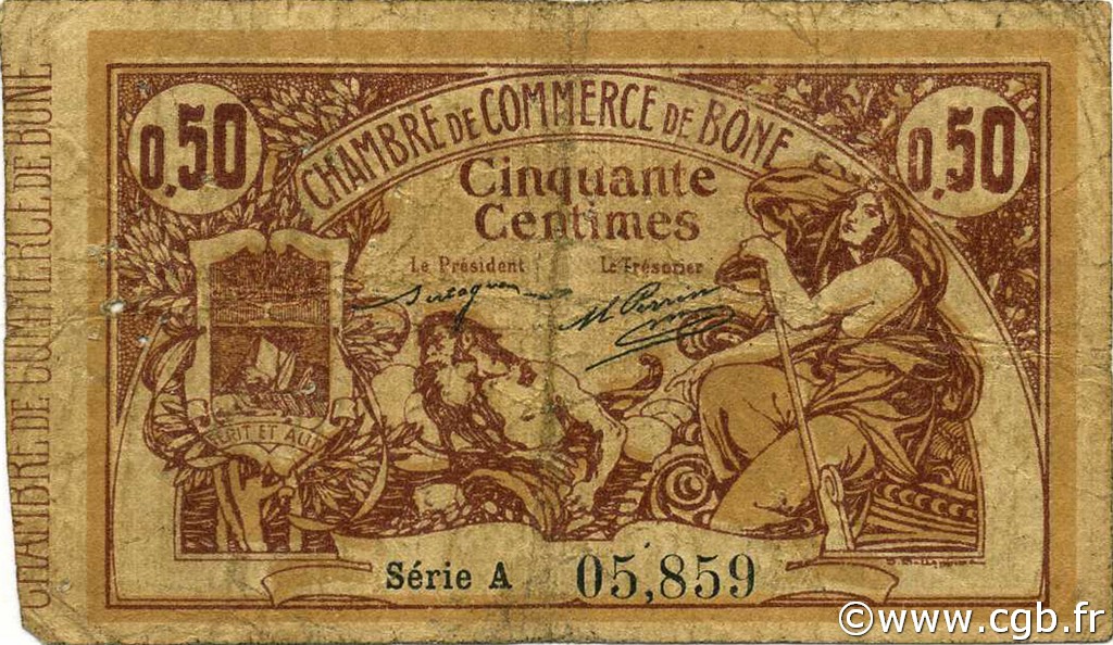 50 Centimes ALGERIA Bône 1915 JP.138.01 G
