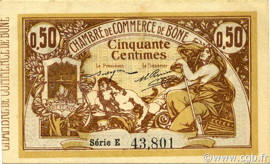 50 Centimes ALGERIEN Bône 1915 JP.138.01 VZ