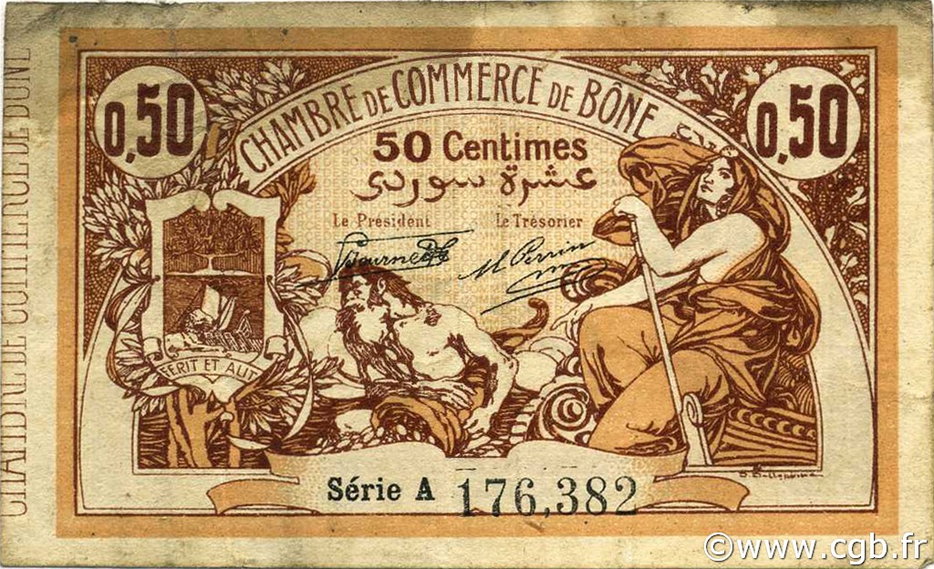50 Centimes ALGERIA Bône 1918 JP.138.06 MB