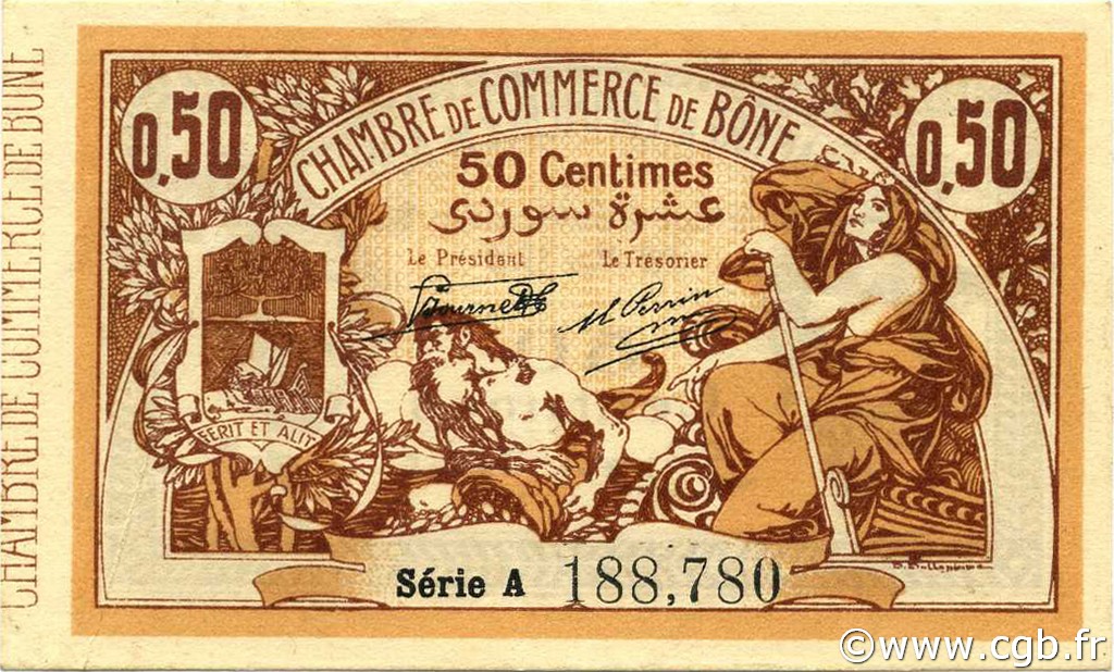 50 Centimes ALGERIA Bône 1918 JP.138.06 SPL