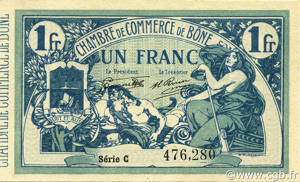 1 Franc ALGERIA Bône 1919 JP.138.09 UNC