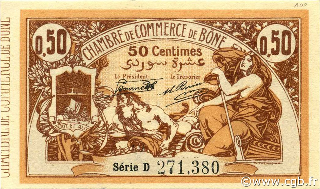 50 Centimes ALGERIA Bône 1920 JP.138.12 FDC
