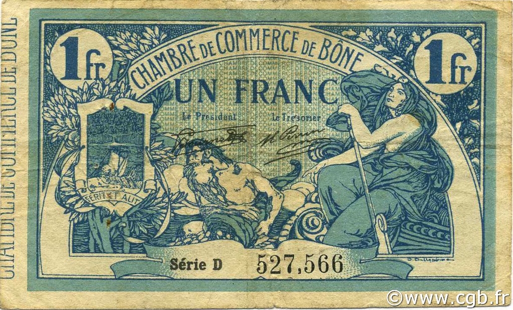 1 Franc ALGERIA Bône 1920 JP.138.13 q.BB