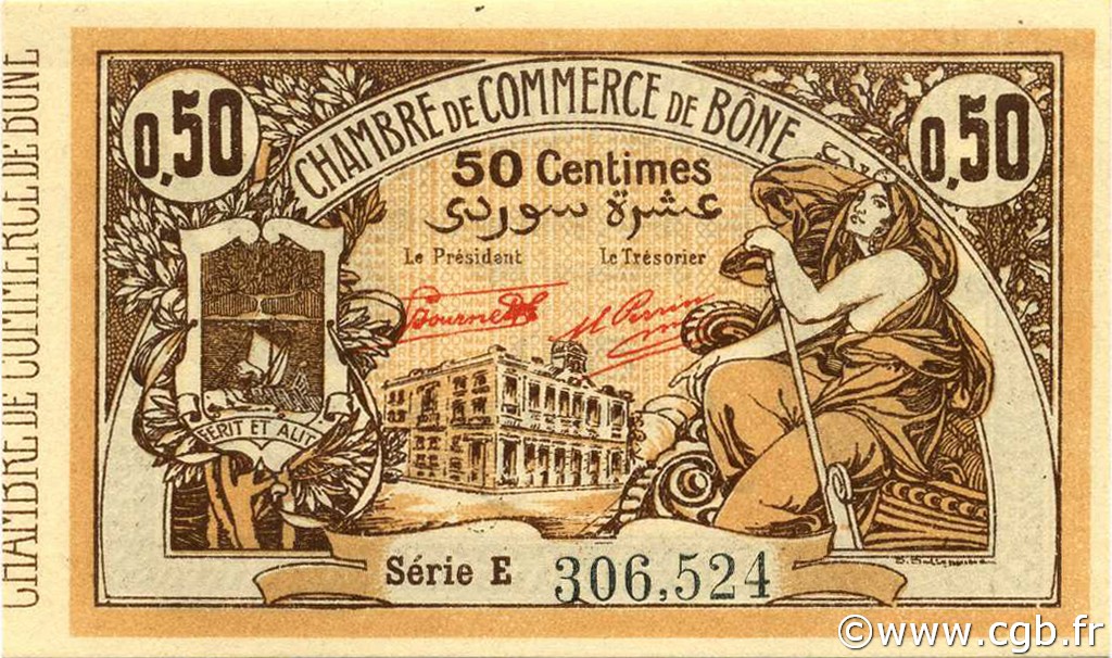 50 Centimes ALGERIA Bône 1921 JP.138.14 FDC