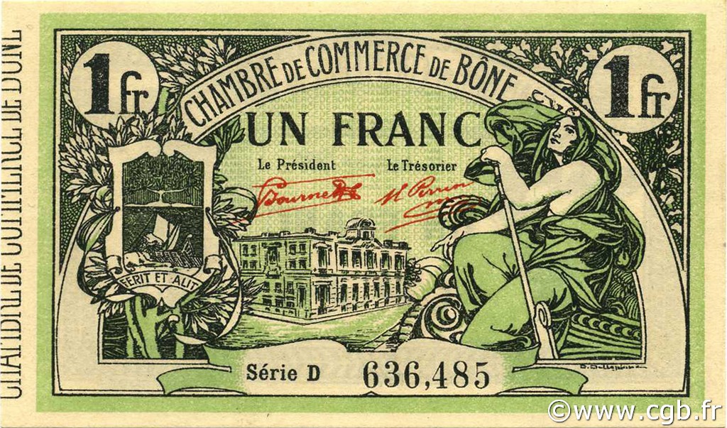 1 Franc ALGERIEN Bône 1921 JP.138.15 ST