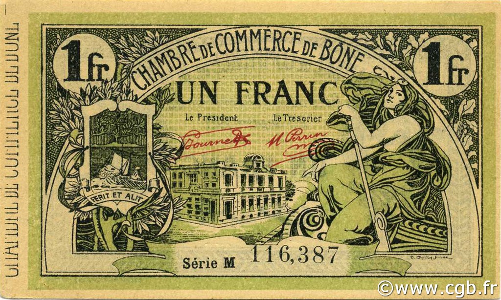 1 Franc ARGELIA Bône 1921 JP.138.19 SC+