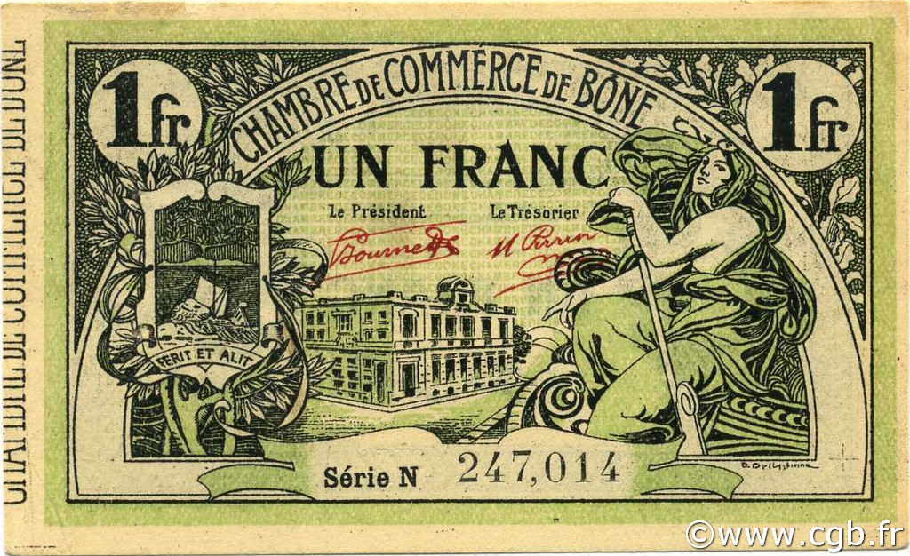 1 Franc ARGELIA Bône 1921 JP.138.19 EBC+