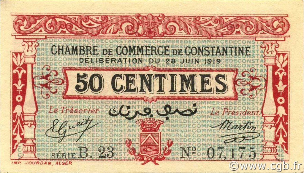 50 Centimes ALGERIA Constantine 1919 JP.140.19 SPL+