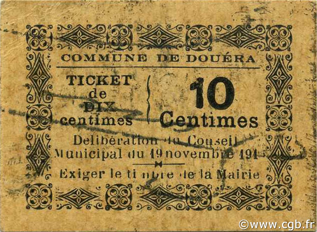 10 Centimes ALGERIA Douéra 1916 JPCV.02 BB