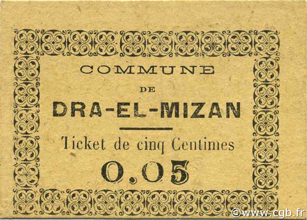 5 Centimes ALGERIEN Dra-el-Mizan 1917 JPCV.01 fST+