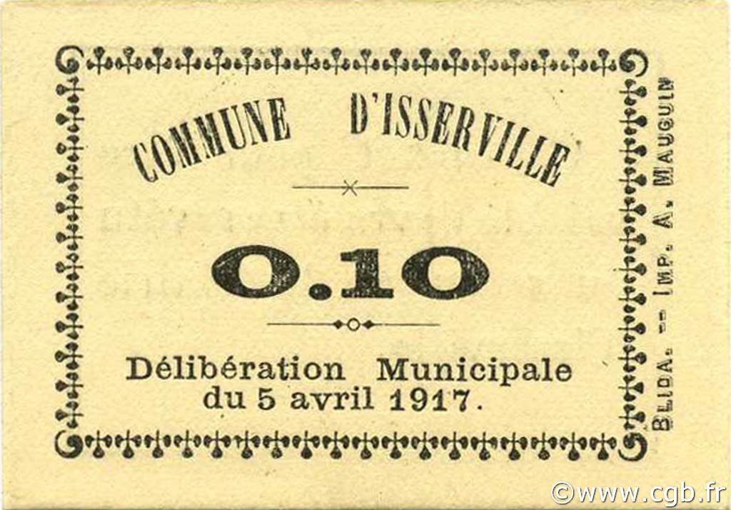 10 Centimes ALGERIA Isserville 1917 JPCV.02 q.FDC
