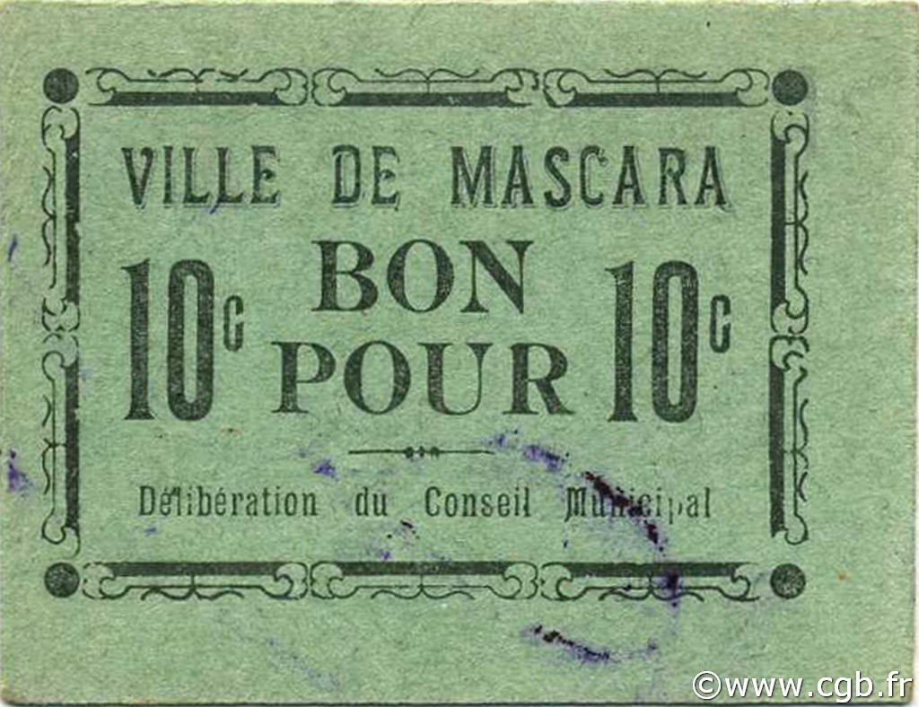 10 Centimes ARGELIA Mascara 1916 JPCV.02 SC