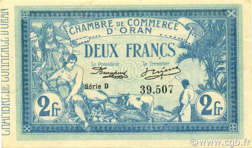 2 Francs ARGELIA Oran 1915 JP.141.03 SC