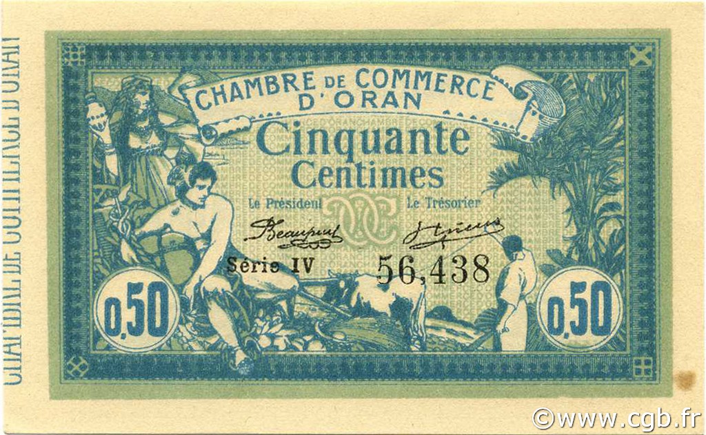50 Centimes ALGERIEN Oran 1915 JP.141.04 fST