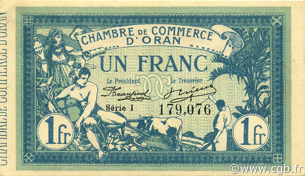 1 Franc ALGERIA Oran 1915 JP.141.08 AU